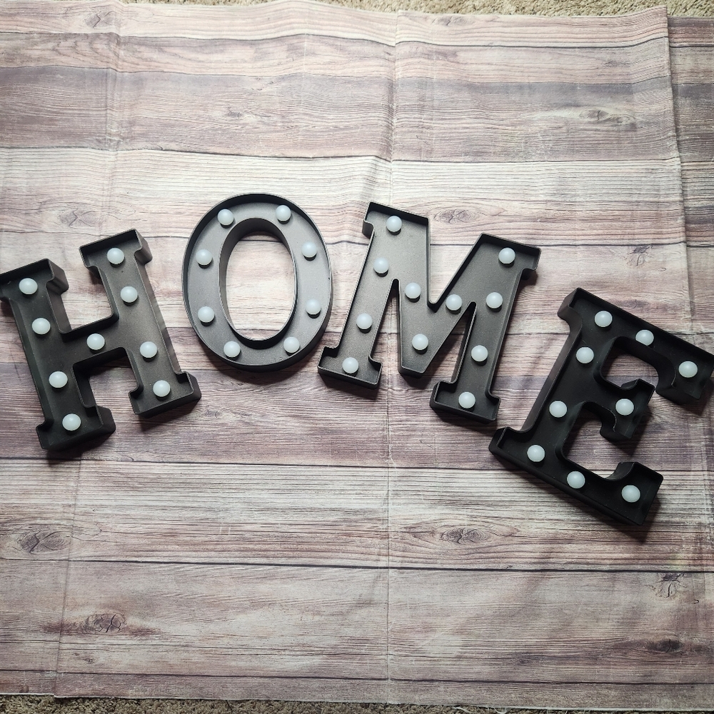 Source Unknown Black HOME Marquee Letters with White Bulbs